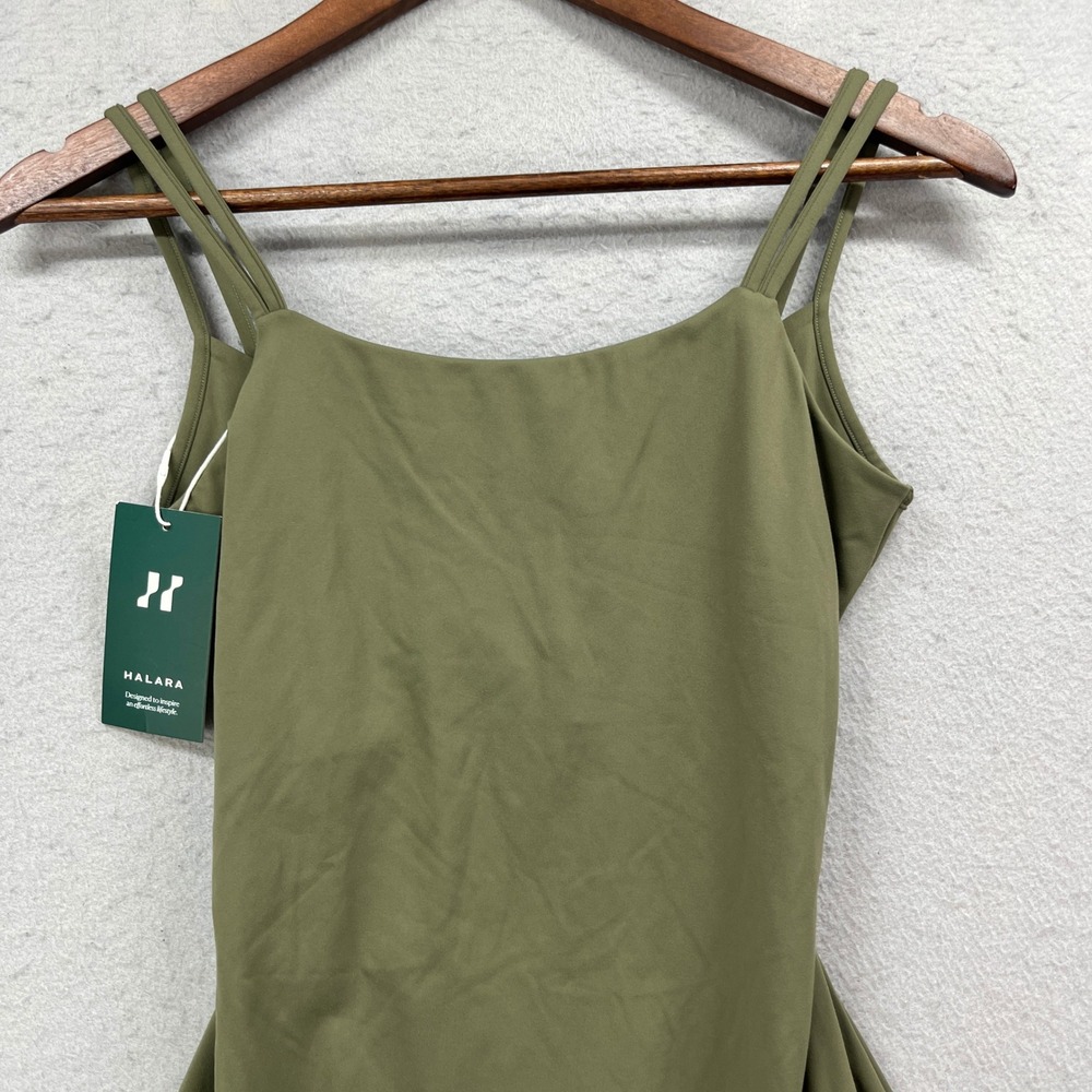 Halara Athletic Dress Womens S Olive Green Cloudful Stretch A-Line Tennis Mini - Picture 2 of 12